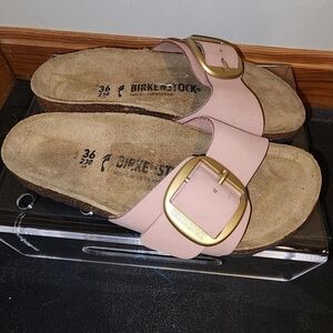 Birkenstock Women's Blush Sandals with Gold Buckle